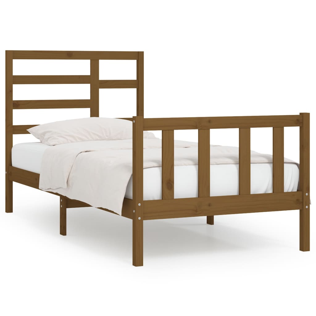 vidaXL Estructura de cama madera maciza de pino marrón miel 90x200 cm