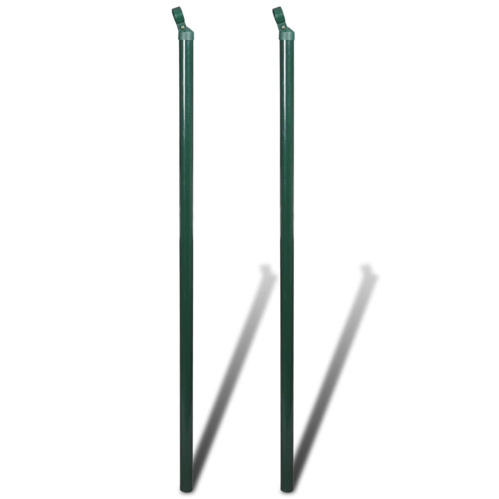 vidaXL Valla tela metálica con postes acero verde 0,8x15m