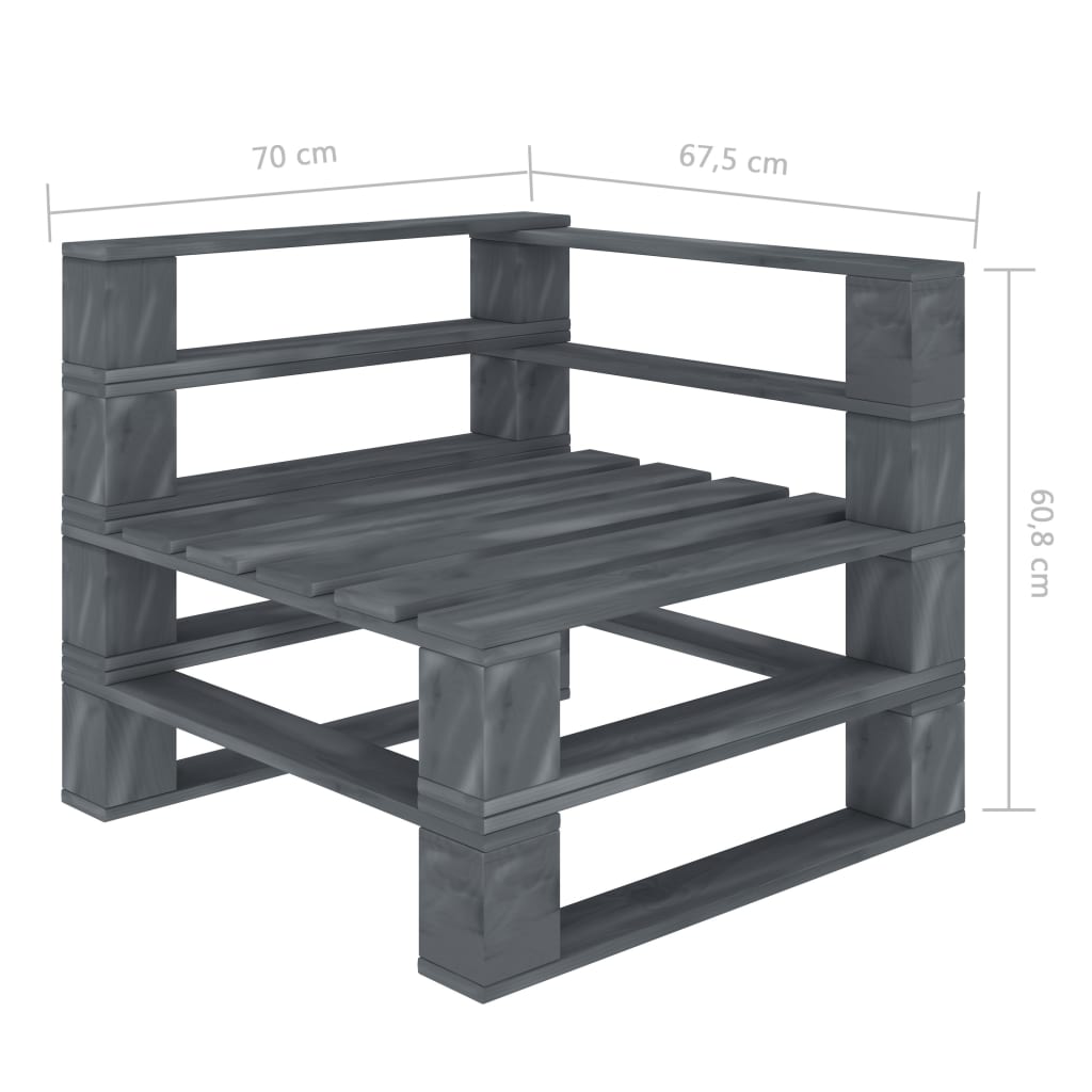 vidaXL Sofá de palets de 2 plazas para jardín madera cojines antracita