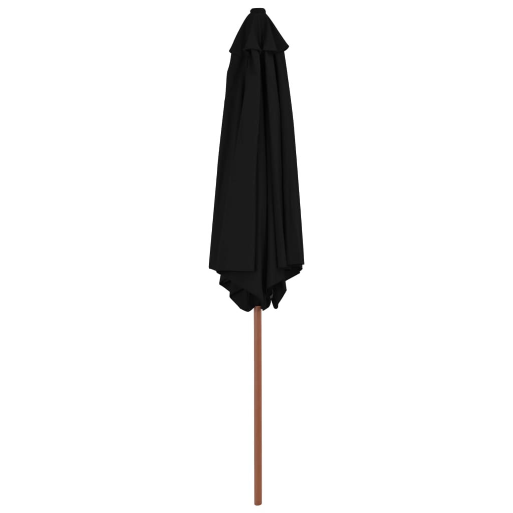 vidaXL Sombrilla de jardín con palo de madera negra 270 cm