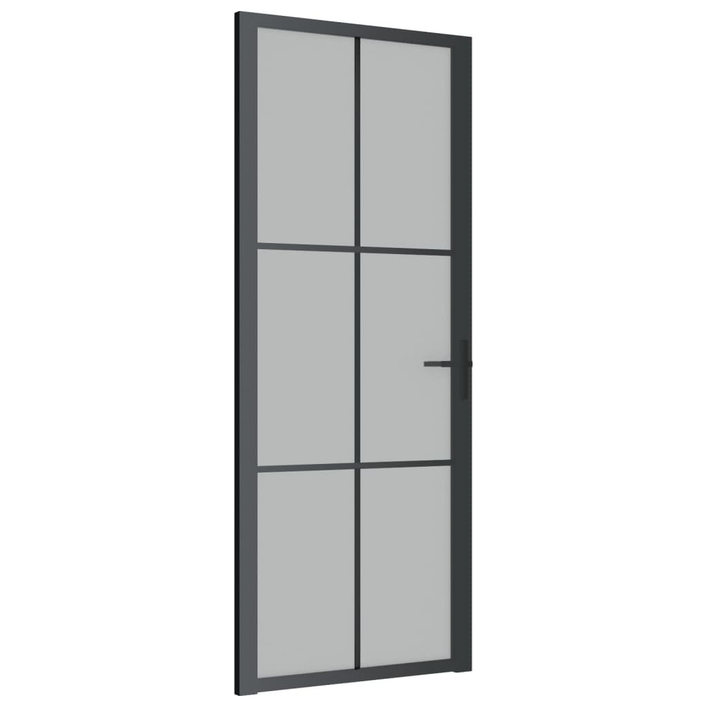 vidaXL Puerta interior de vidrio y aluminio negro mate 83x201,5 cm