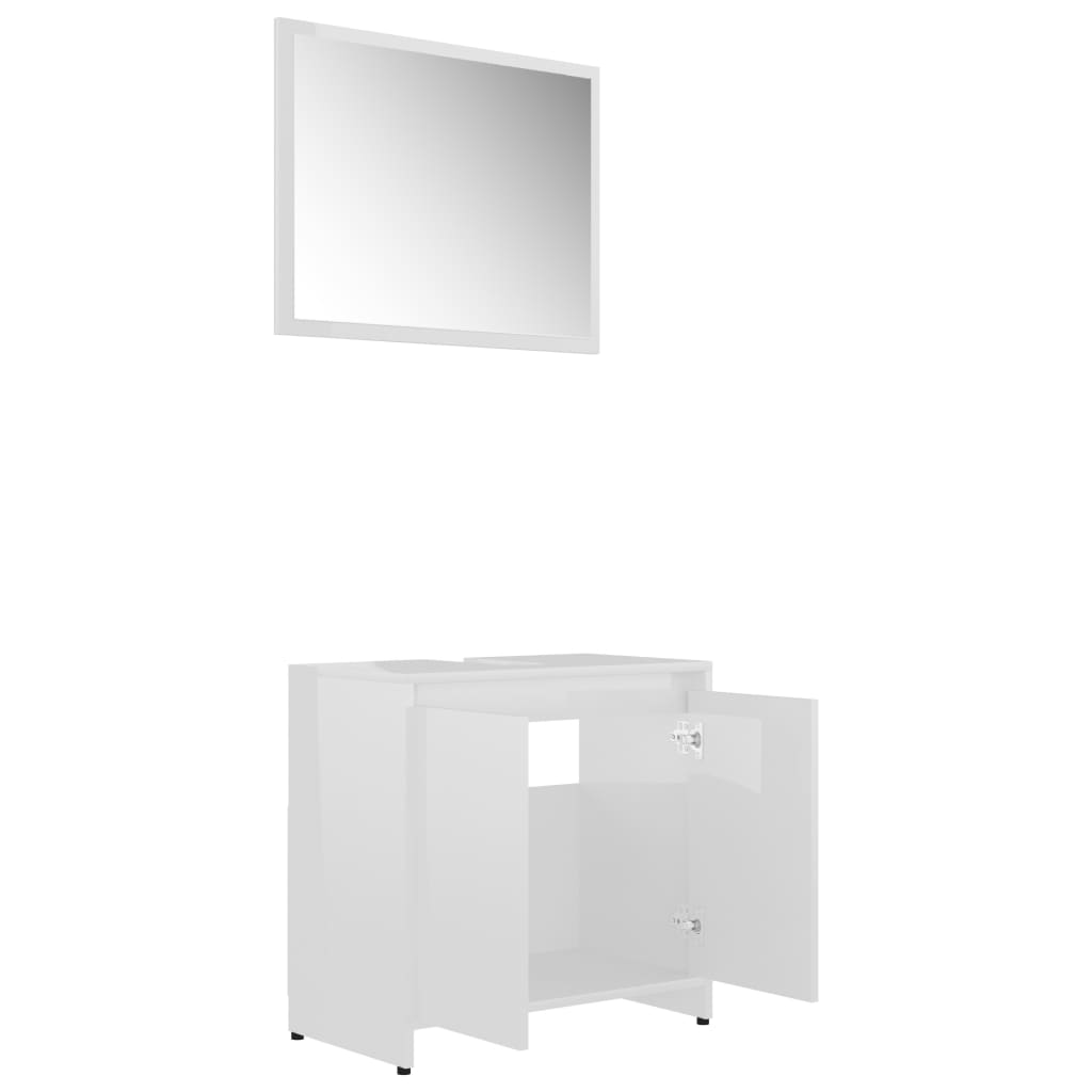 vidaXL Juego de muebles de baño 3 pzas madera ingeniería blanco brillo