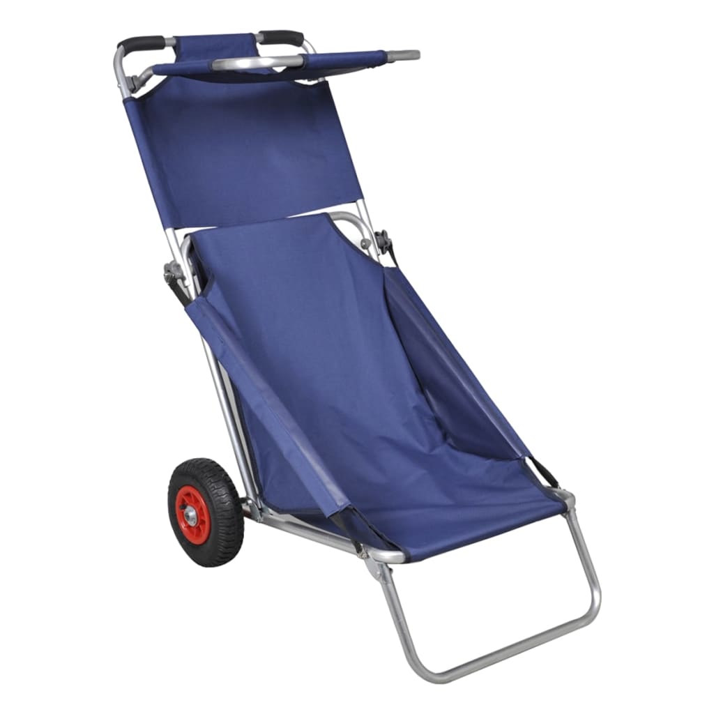vidaXL Carrito de playa portátil y plegable con ruedas azul