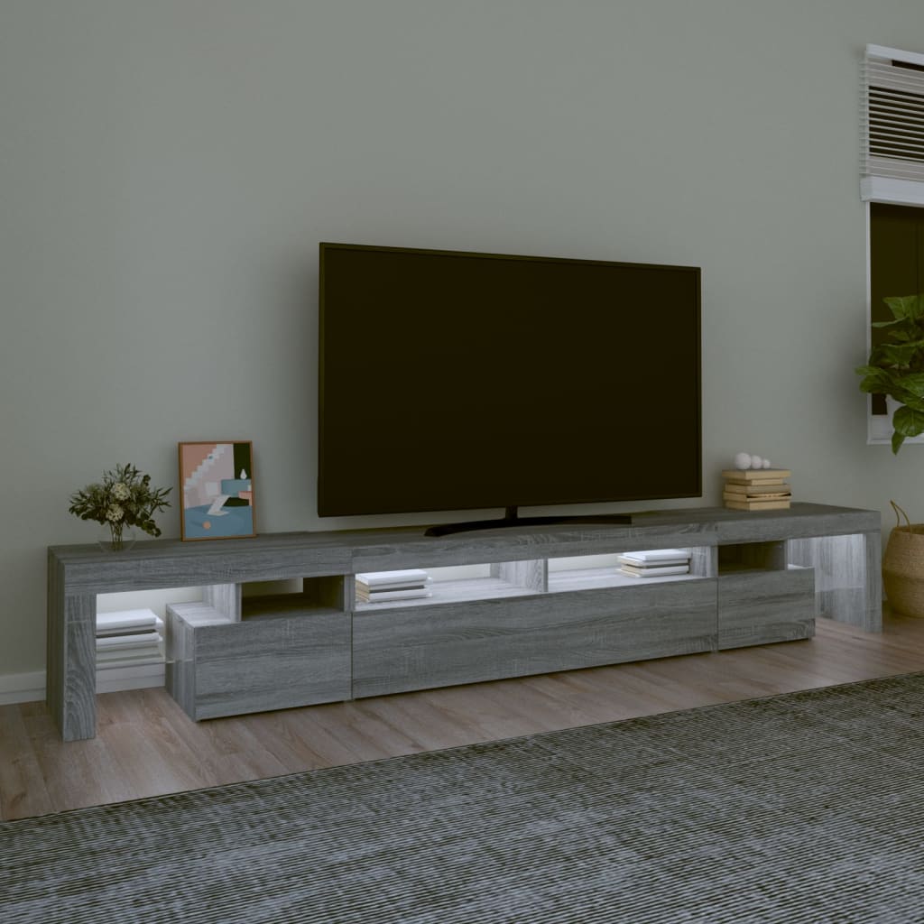 vidaXL Mueble de TV con luces LED gris Sonoma 260x36,5x40 cm