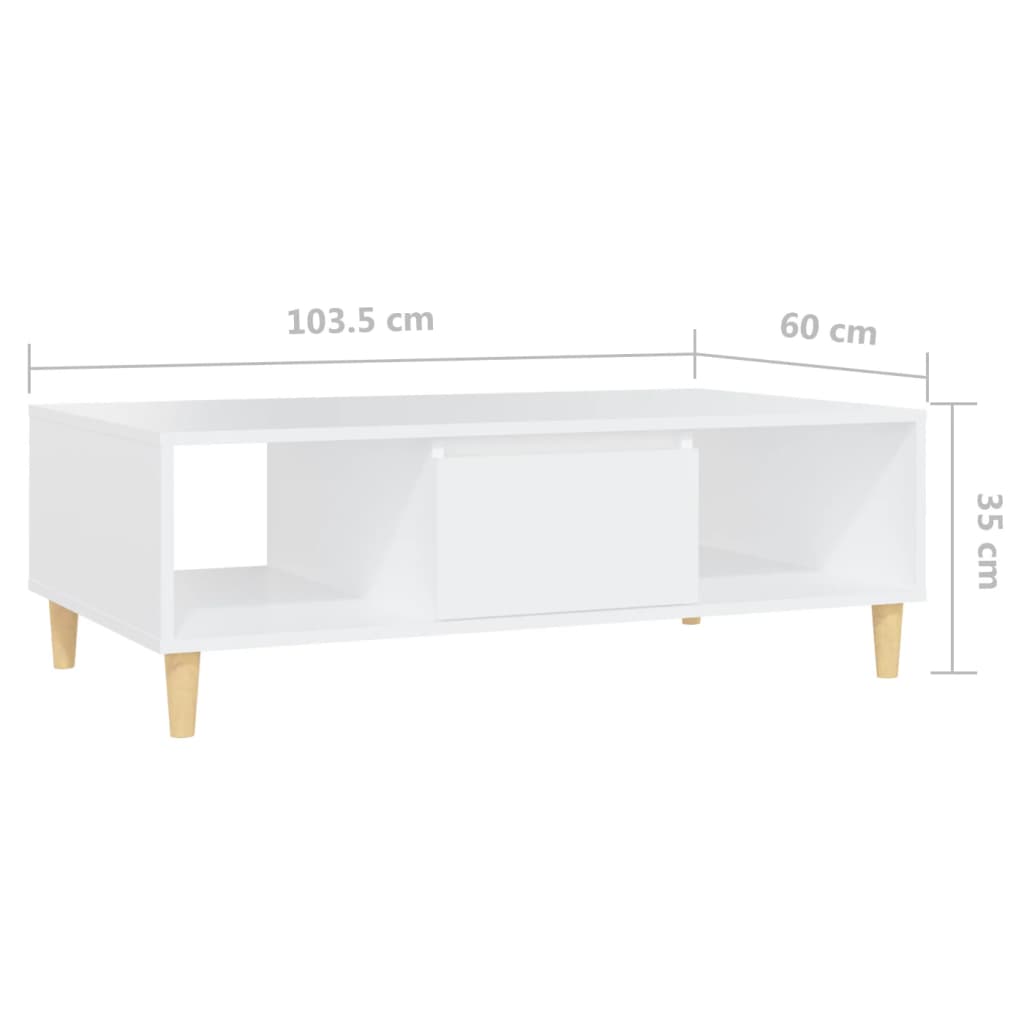 vidaXL Mesa de centro madera contrachapada blanco 103,5x60x35cm