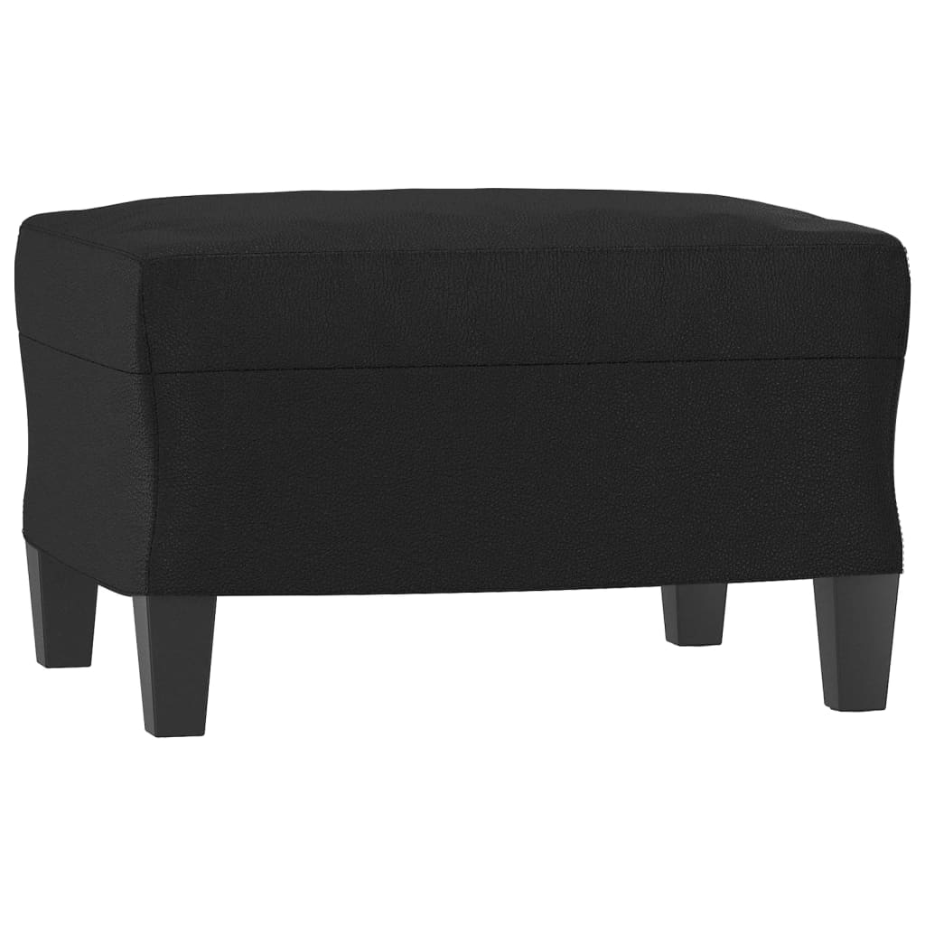 vidaXL Sofá de 3 plazas con taburete cuero sintético negro 180 cm