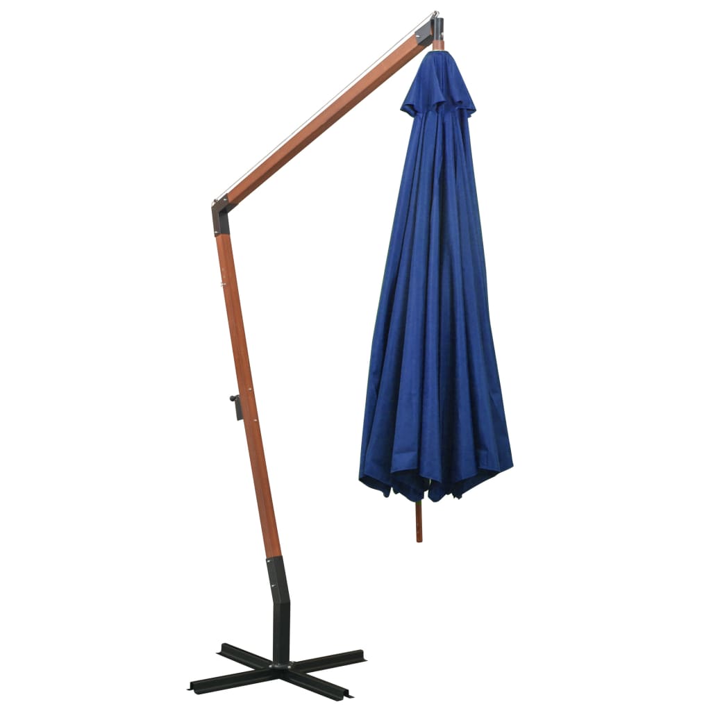 vidaXL Sombrilla colgante con palo madera abeto azul celeste 3,5x2,9 m