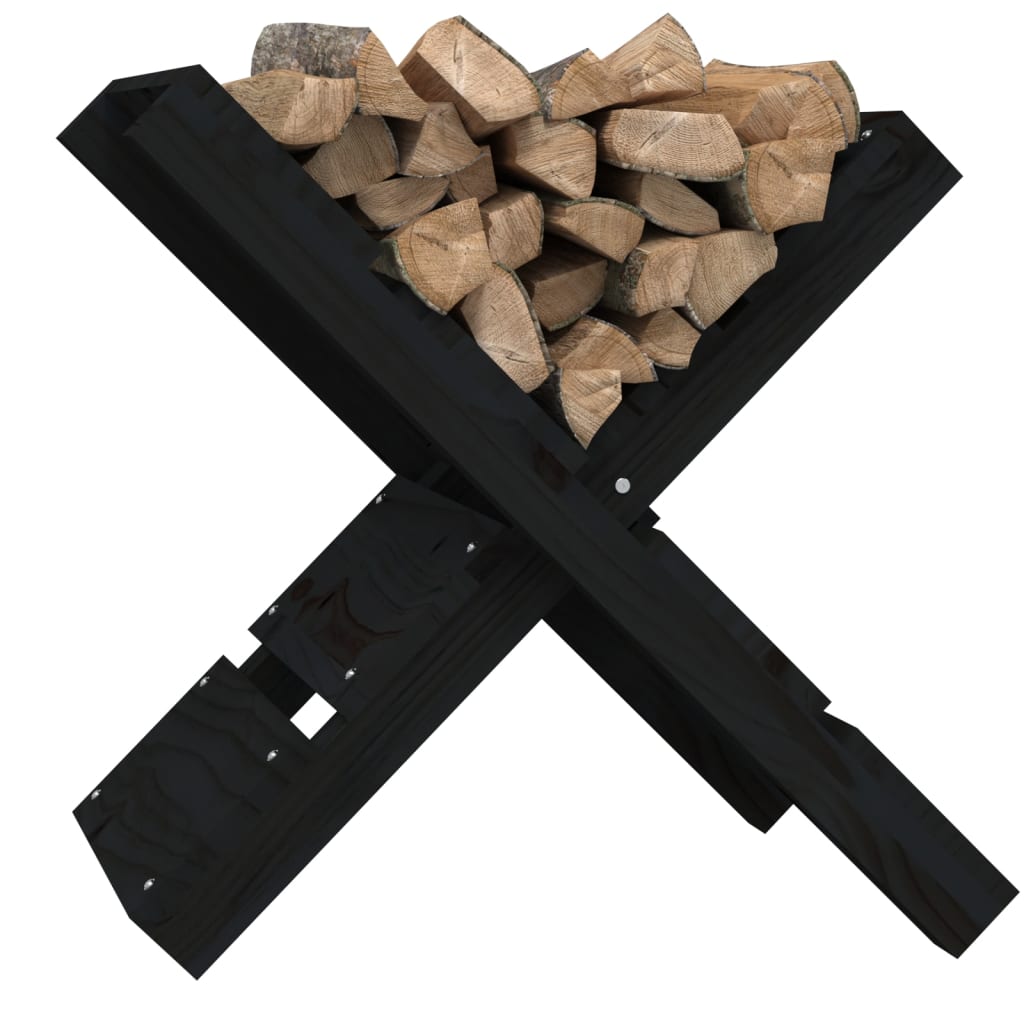 vidaXL Soporte de leña madera maciza de pino negro 47x39,5x48 cm