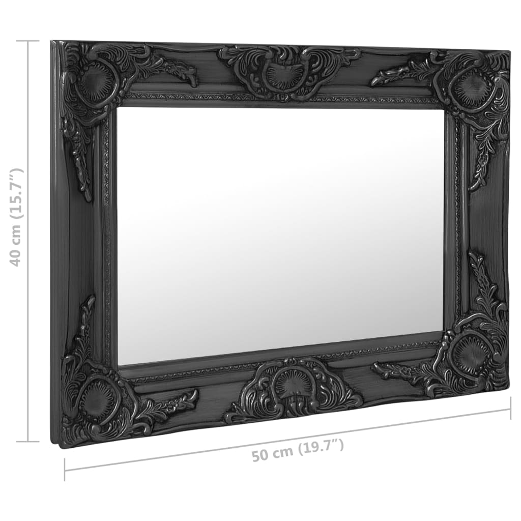 vidaXL Espejo de pared estilo barroco negro 50x40 cm