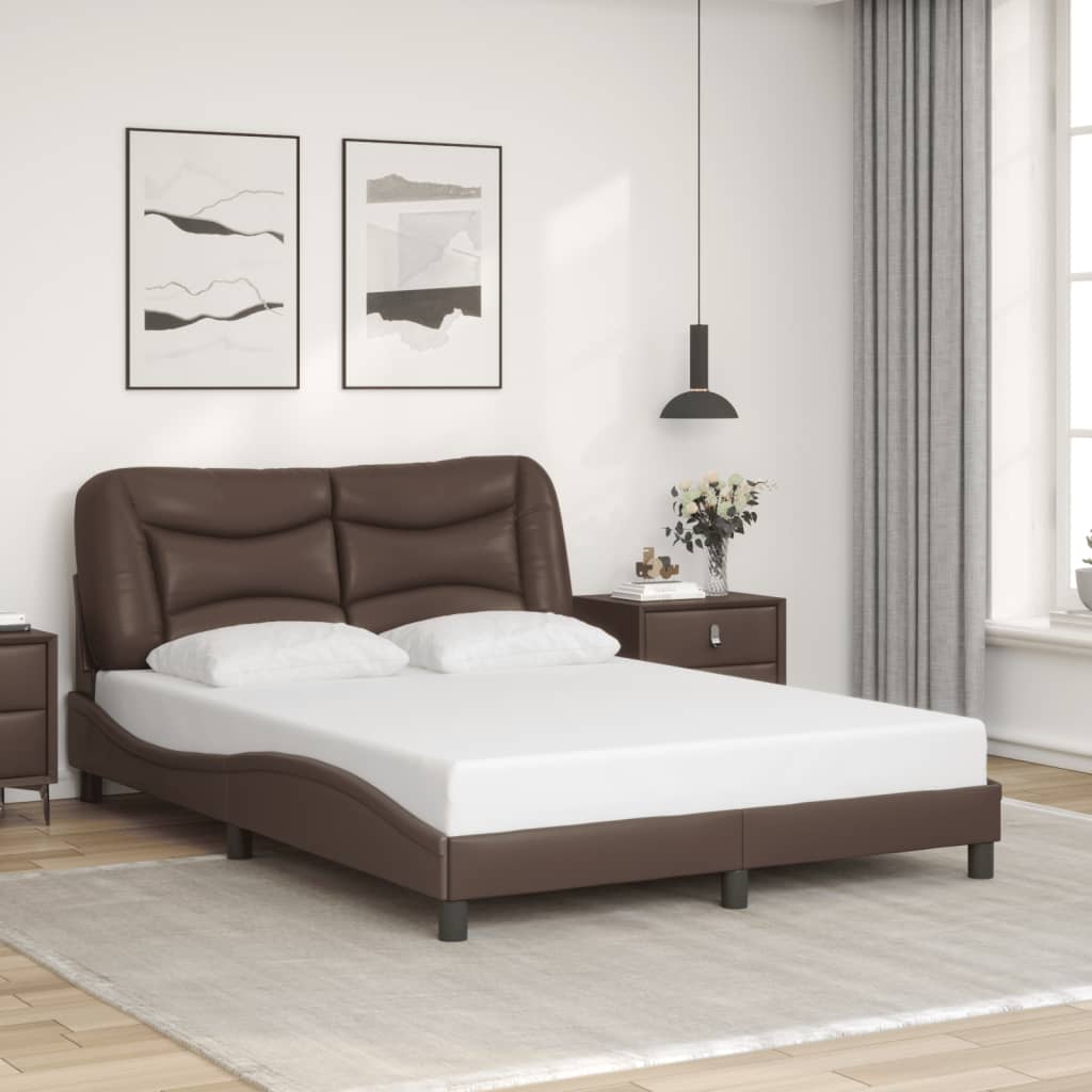 vidaXL Estructura de cama cabecero cuero sintético marrón 120x200 cm