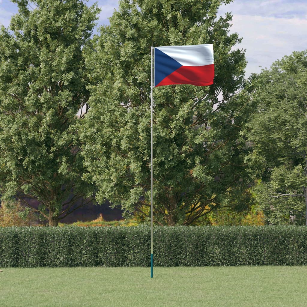 vidaXL Mástil y bandera de República Checa aluminio 5,55 m