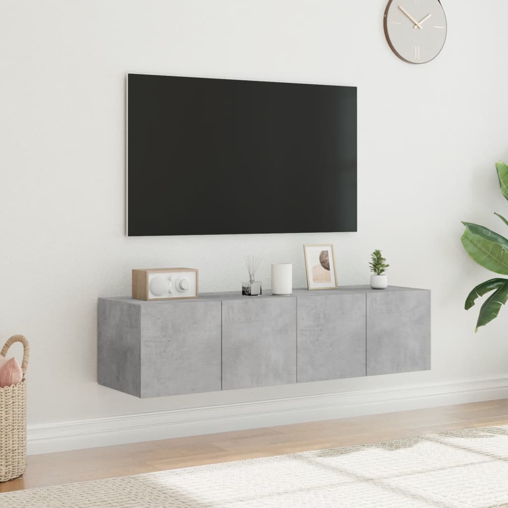 vidaXL Muebles TV de pared luces LED 2 uds gris hormigón 60x35x31 cm