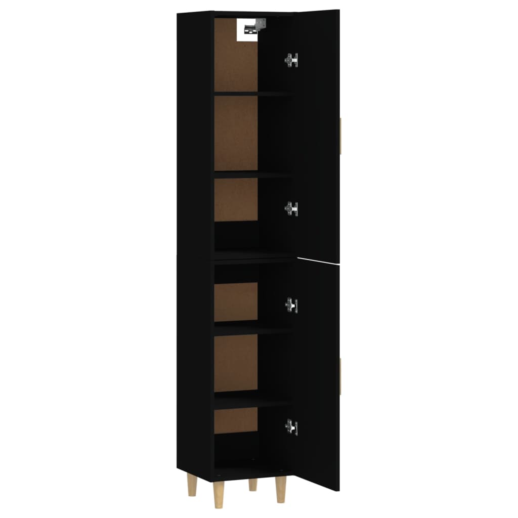 vidaXL Aparador de madera contrachapada negro 34,5x34x180 cm