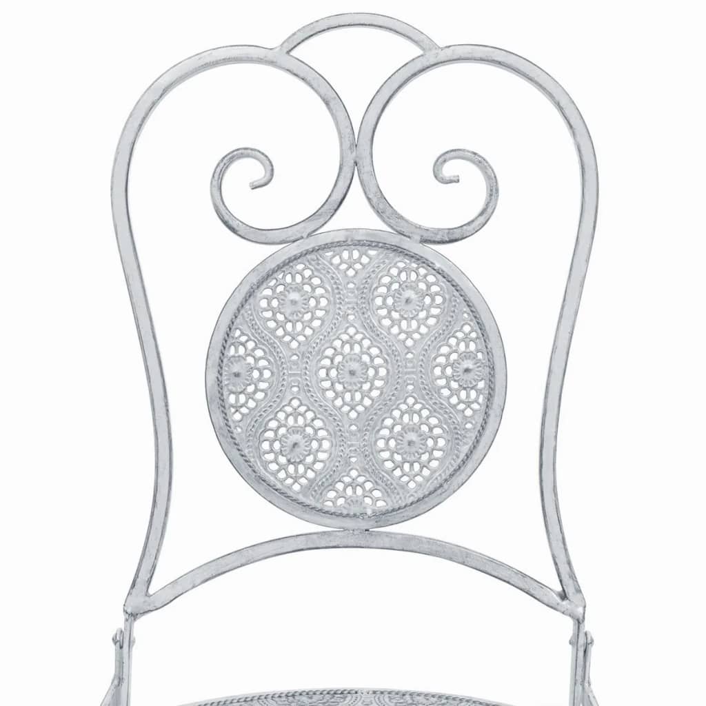 vidaXL Mesa y sillas bistró de jardín 3 piezas acero blanco grisáceo