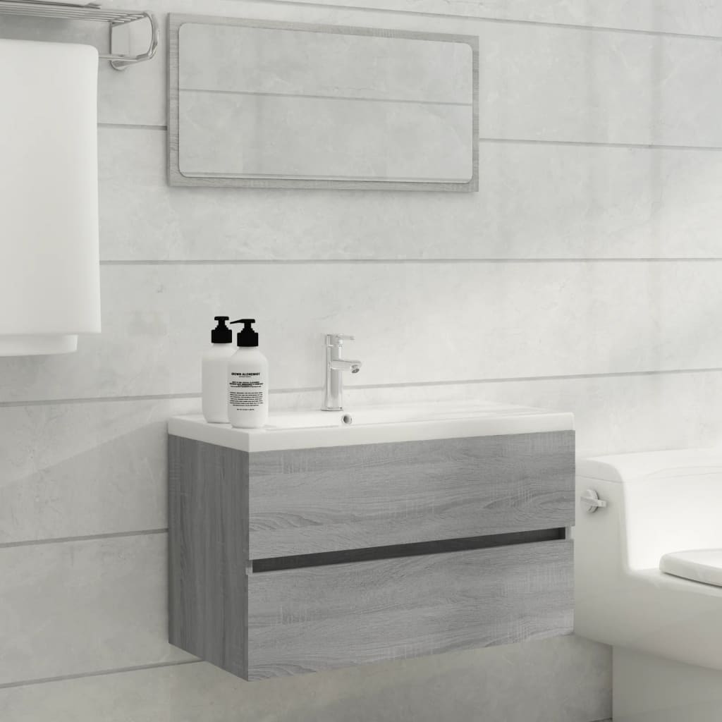 vidaXL Mueble de lavabo madera contrachapada gris Sonoma 80x38,5x45cm
