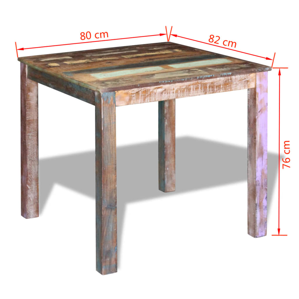 vidaXL Mesa de comedor de madera maciza reciclada 80x82x76 cm