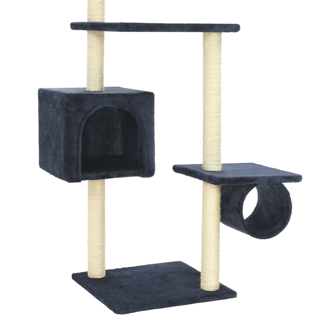 vidaXL Rascador para gatos con postes de sisal azul oscuro 260 cm