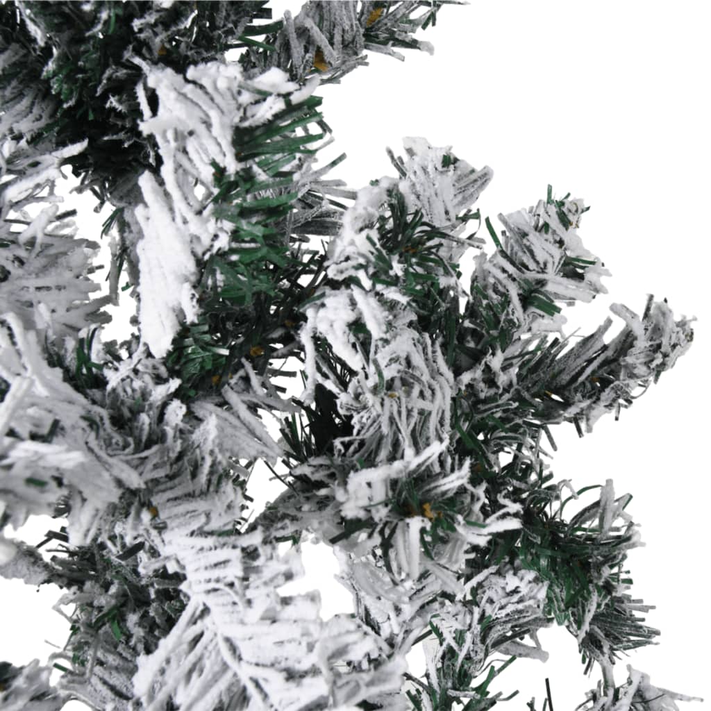 vidaXL Mitad árbol Navidad artificial delgado con nieve 240 cm
