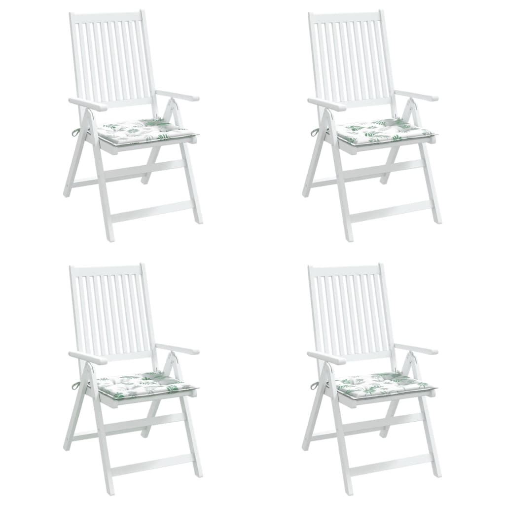 vidaXL Cojines de silla 4 uds tela estampado de hojas 50x50x3 cm