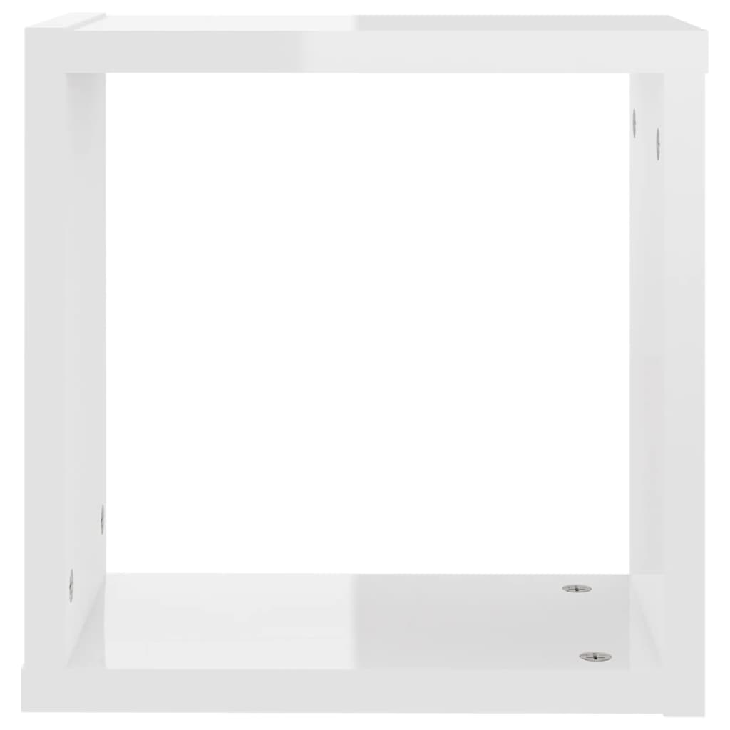 vidaXL Estantes cubo de pared 4 unidades blanco brillo 30x15x30 cm