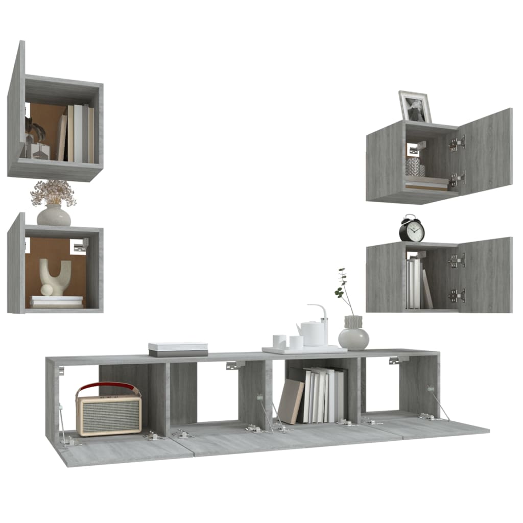 vidaXL Set de muebles para TV 6 pzas madera contrachapada gris Sonoma