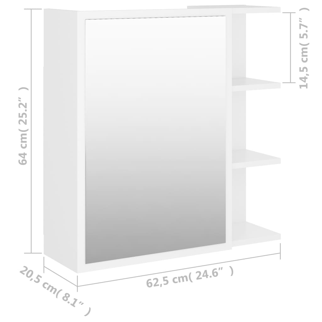 vidaXL Armario con espejo de baño madera contrachapada 62,5x20,5x64 cm