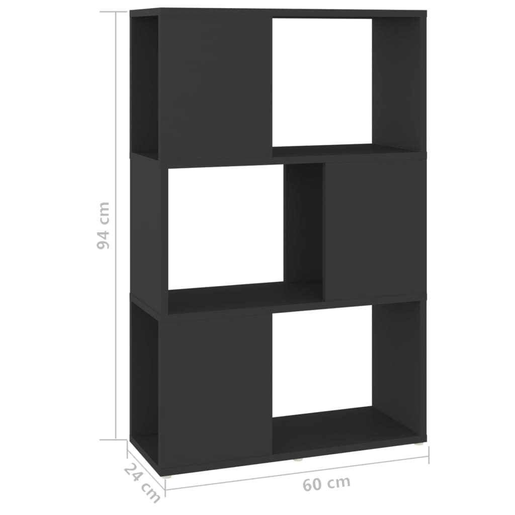 vidaXL Estantería divisor de espacios aglomerado negro 60x24x94 cm