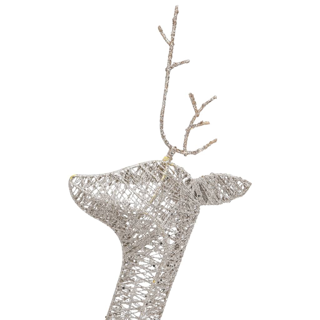 vidaXL Familia renos de Navidad malla dorada blanco cálido 270x7x90 cm