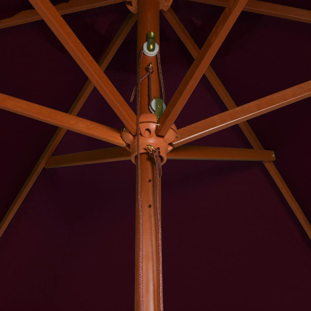 vidaXL Sombrilla de jardín con palo de madera rojo burdeos 200x300 cm