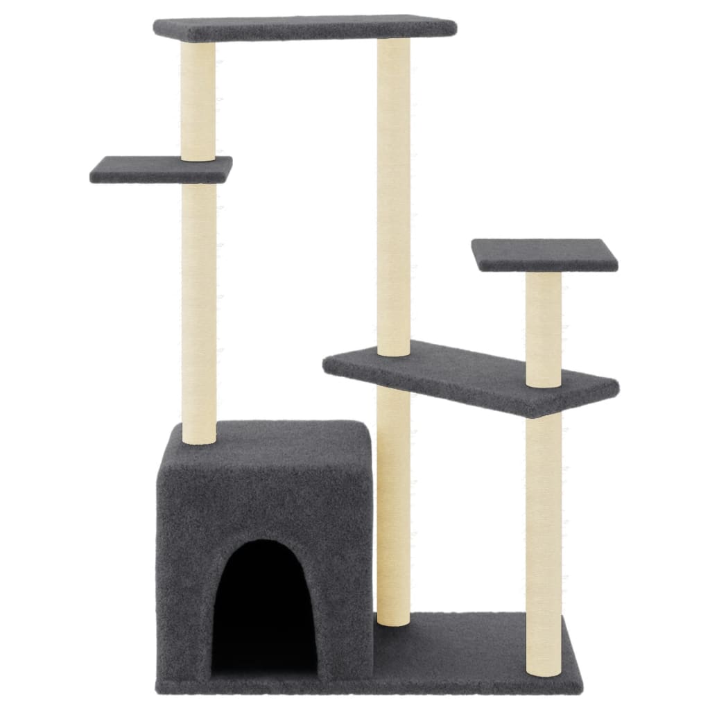 vidaXL Rascador para gatos con postes de sisal gris oscuro 107,5 cm
