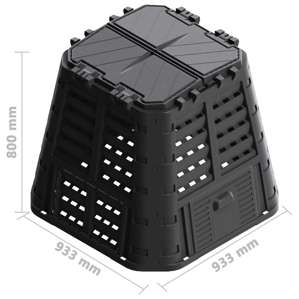 vidaXL Compostador de jardín negro 93,3x93,3x80 cm 480 L