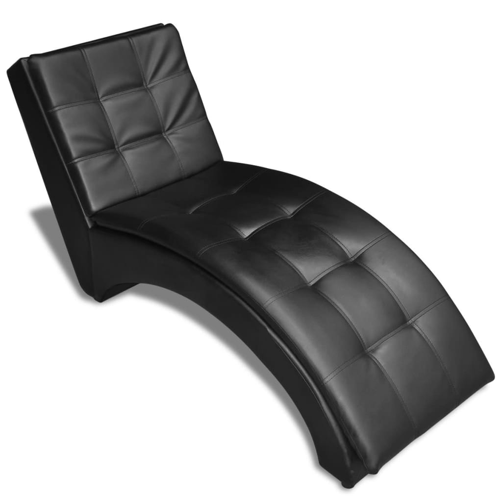 vidaXL Diván con almohada de cuero sintético negro