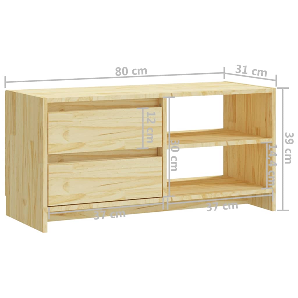 vidaXL Mueble de TV de madera maciza de pino 80x31x39 cm