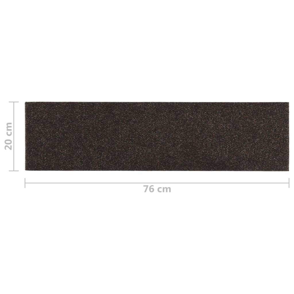 vidaXL Alfombrilla autoadhesiva escalera 15 uds marrón oscuro 76x20 cm