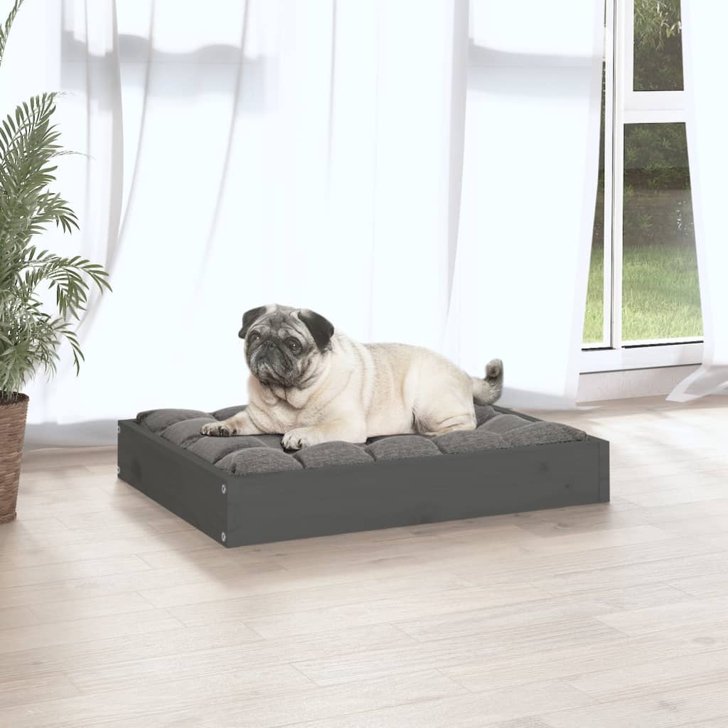 vidaXL Cama para perros madera maciza de pino gris 61,5x49x9 cm