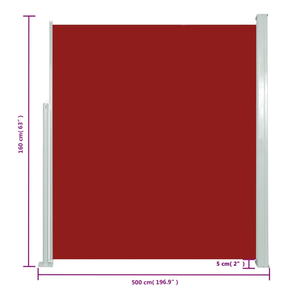 vidaXL Toldo lateral retráctil 160x500 cm rojo