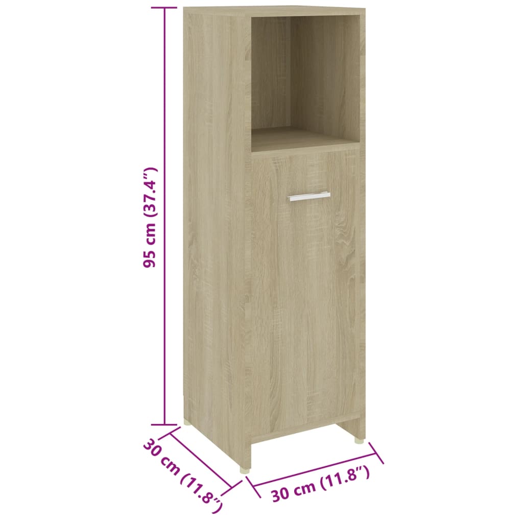 vidaXL Juego muebles de baño 3 piezas madera ingeniería roble Sonoma