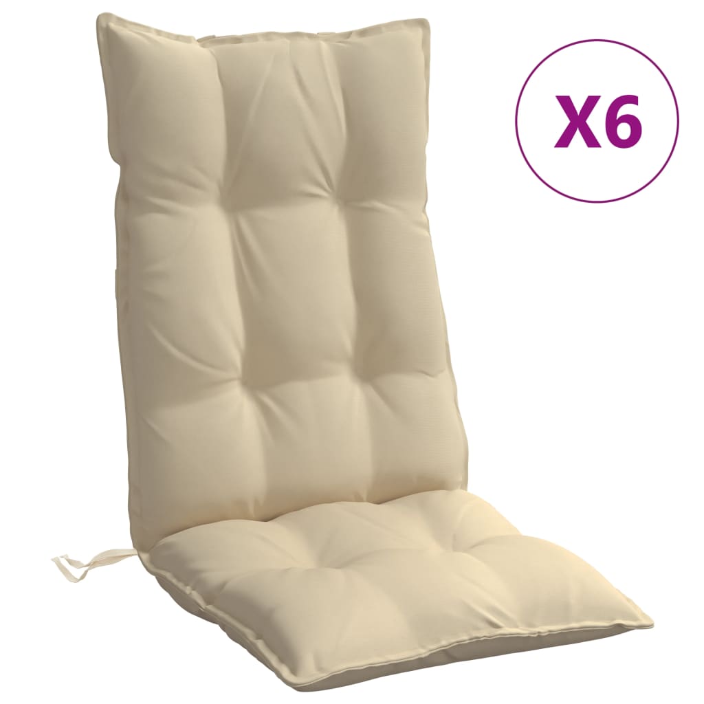 vidaXL Cojines de silla con respaldo alto 6 uds tela Oxford beige