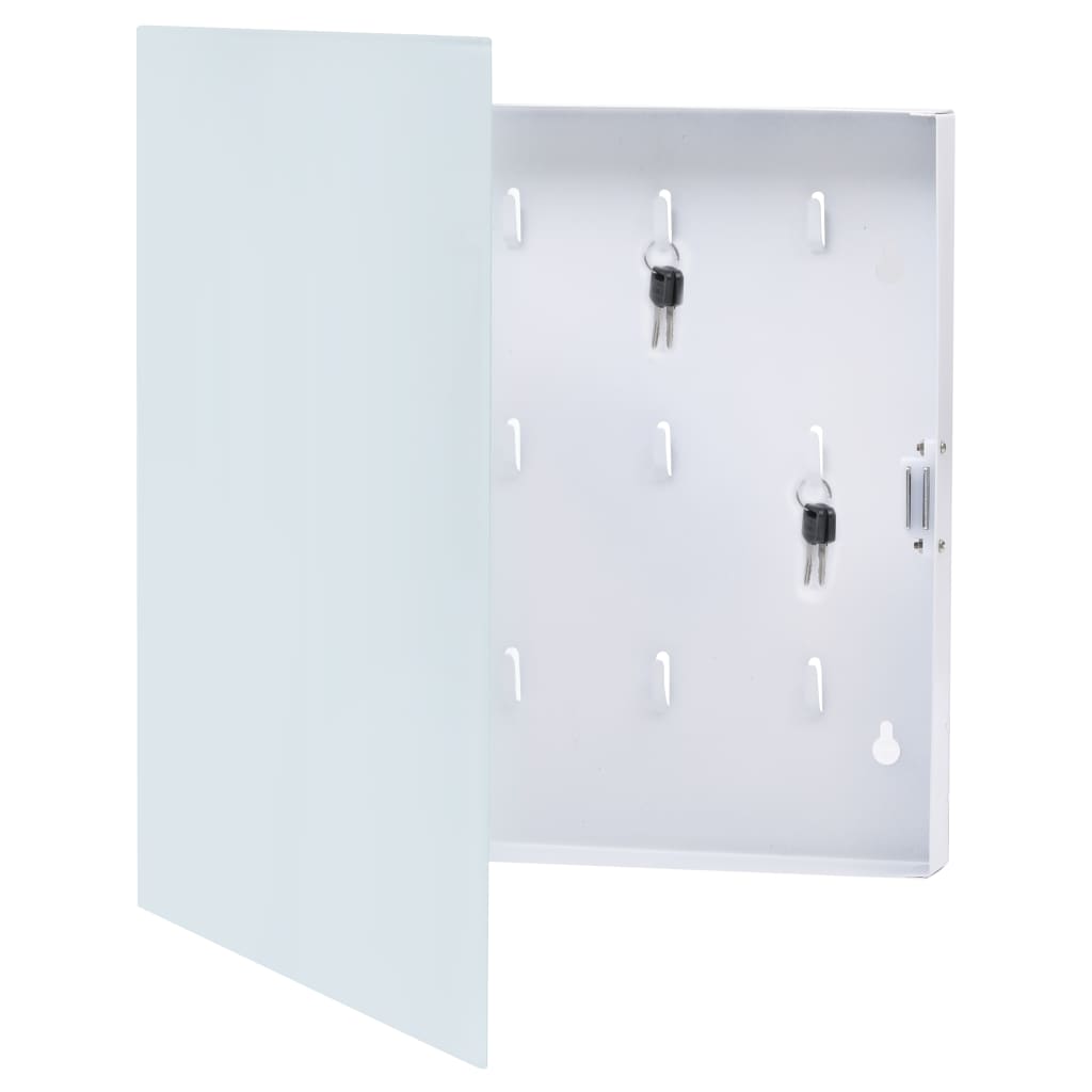 vidaXL Caja de llaves con tablero magnético blanca 35x35x5,5 cm