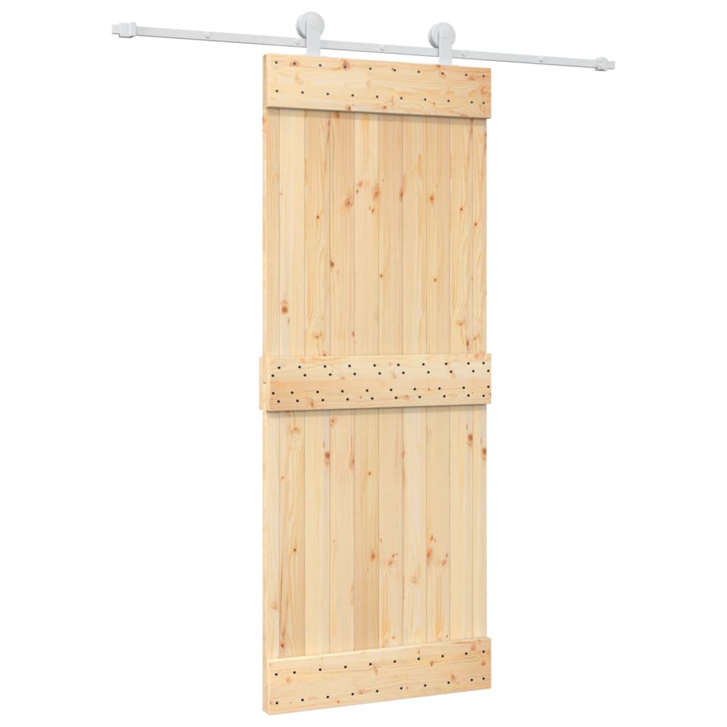 vidaXL Puerta corredera con herrajes madera maciza de pino 80x210 cm