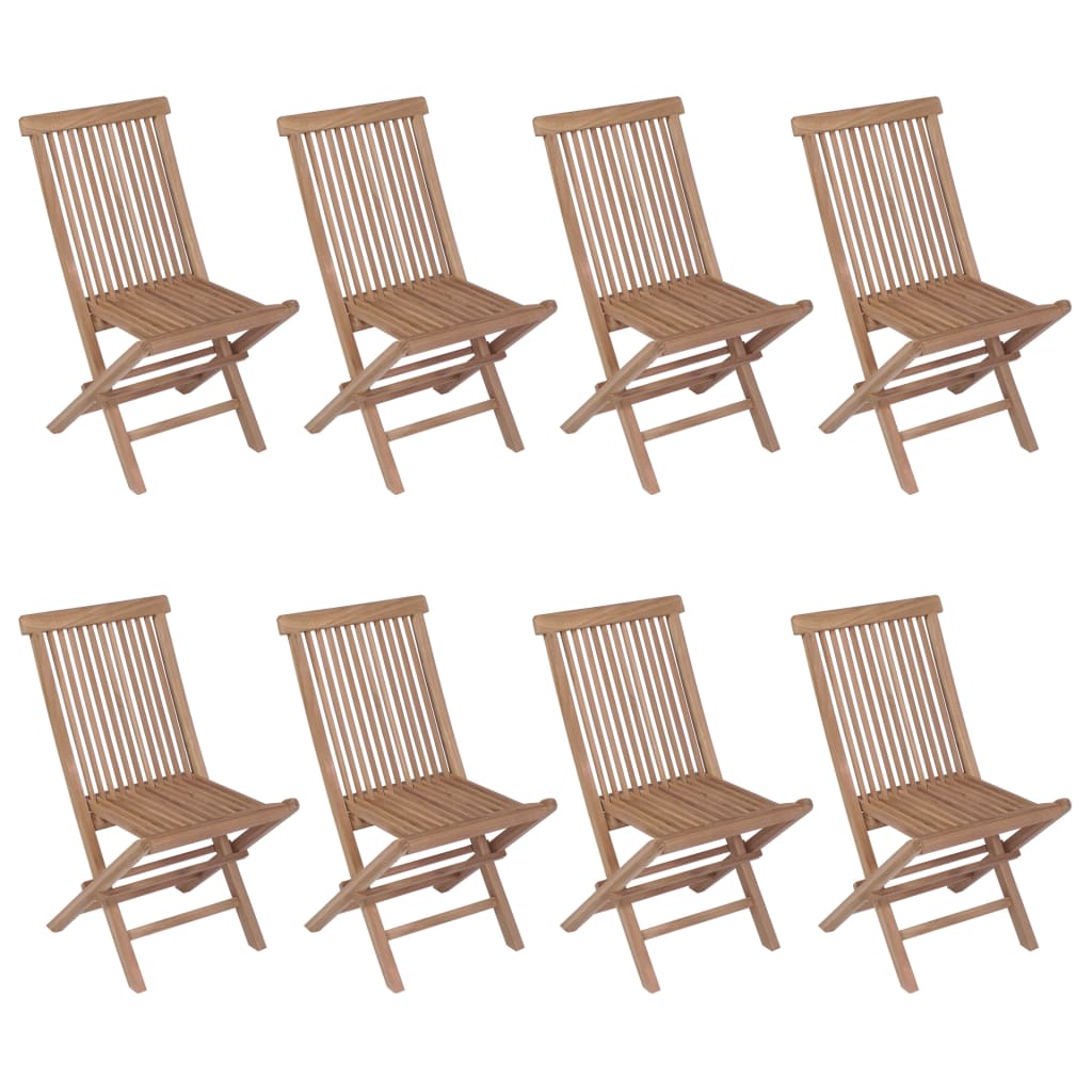 vidaXL Set comedor de jardín 9 pzas con sillas plegables teca maciza