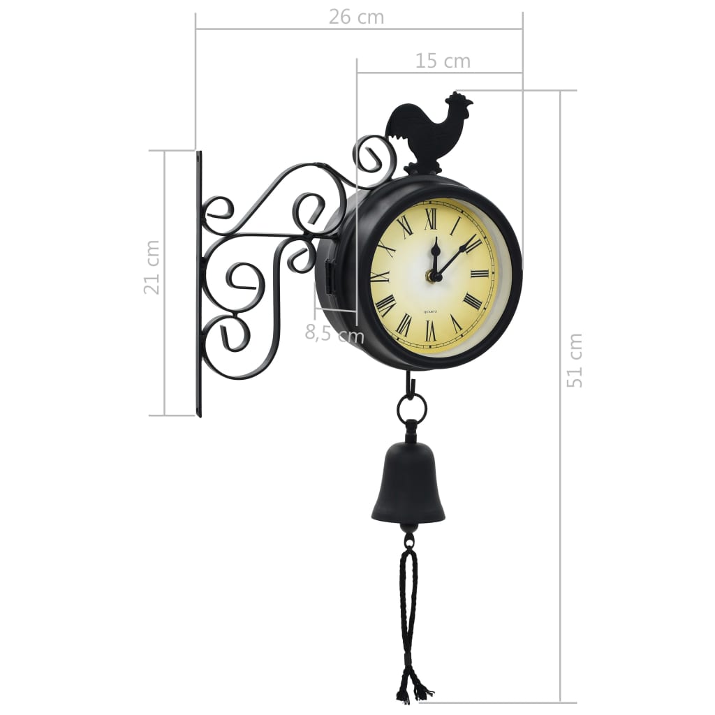 vidaXL Reloj de pared de jardín con termómetro vintage