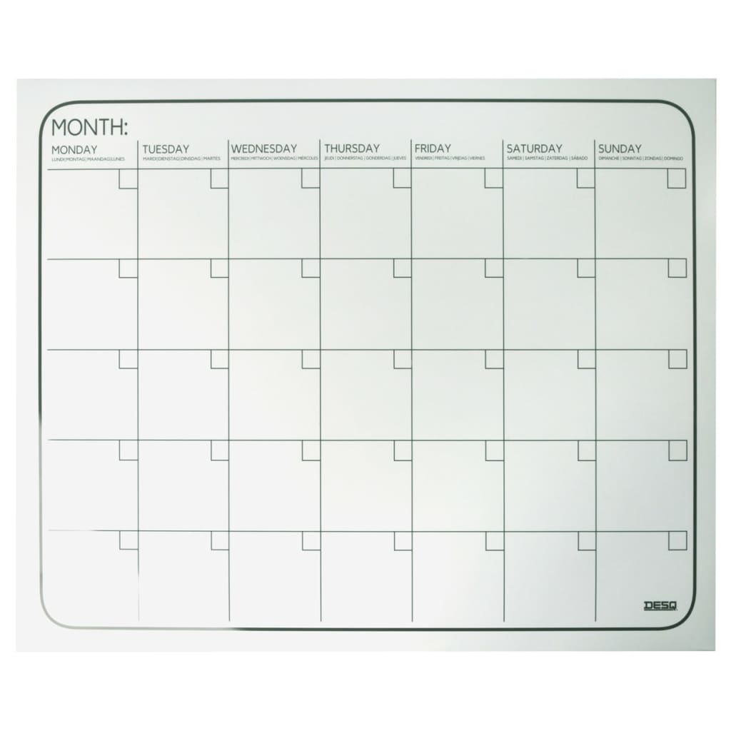 DESQ Planificador mensual magnético sin marco blanco 40x50 cm