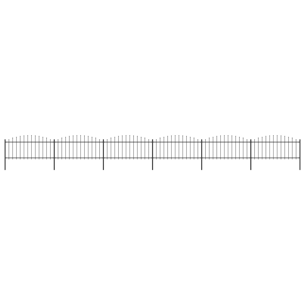 vidaXL Valla de jardín con punta de lanza acero negro (0,5-0,75)x10,2m