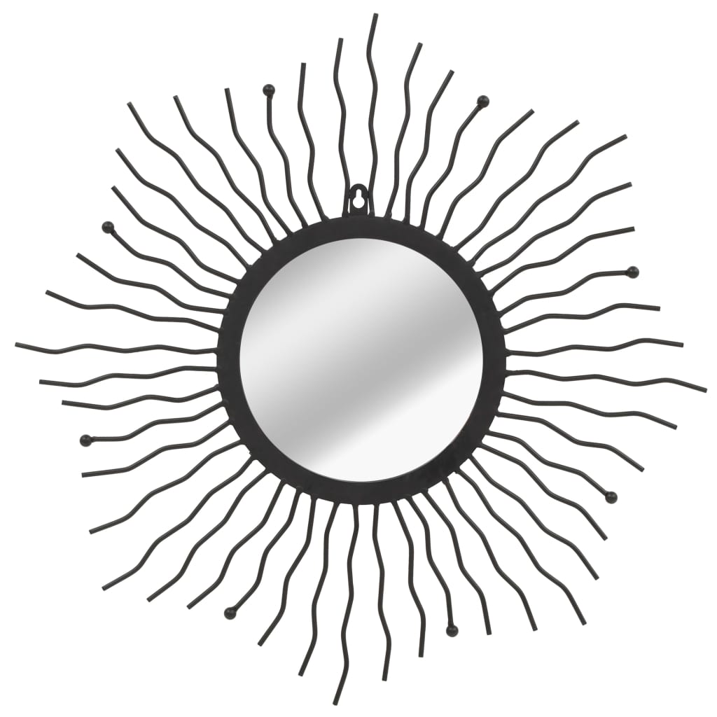 vidaXL Espejo de pared con forma de sol radiante 60 cm negro