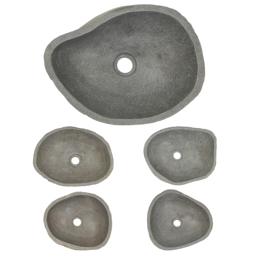vidaXL Lavabo de piedra de río ovalada 37-46 cm