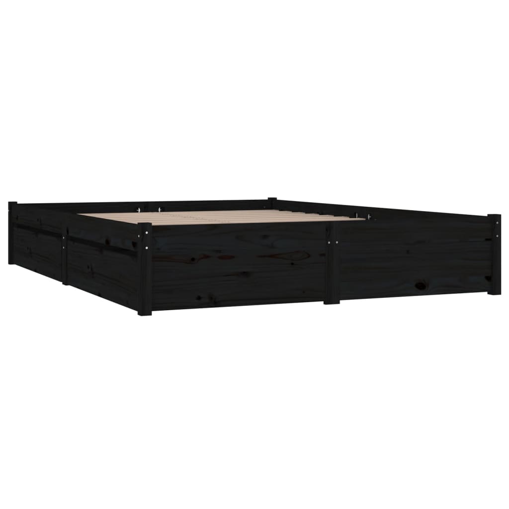 vidaXL Estructura de cama con cajones negro 120x190 cm
