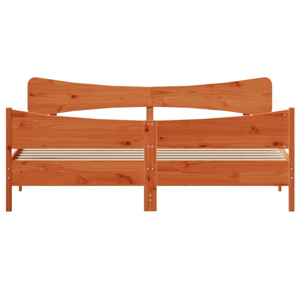 vidaXL Estructura cama con cabecero madera pino marrón cera 180x200 cm