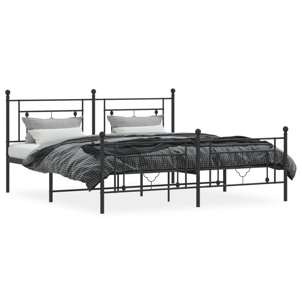 vidaXL Estructura de cama cabecero y pie de cama metal negro 183x213cm
