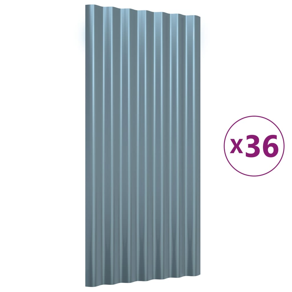 vidaXL Paneles de tejado 36 unidades acero recubierto gris 80x36 cm